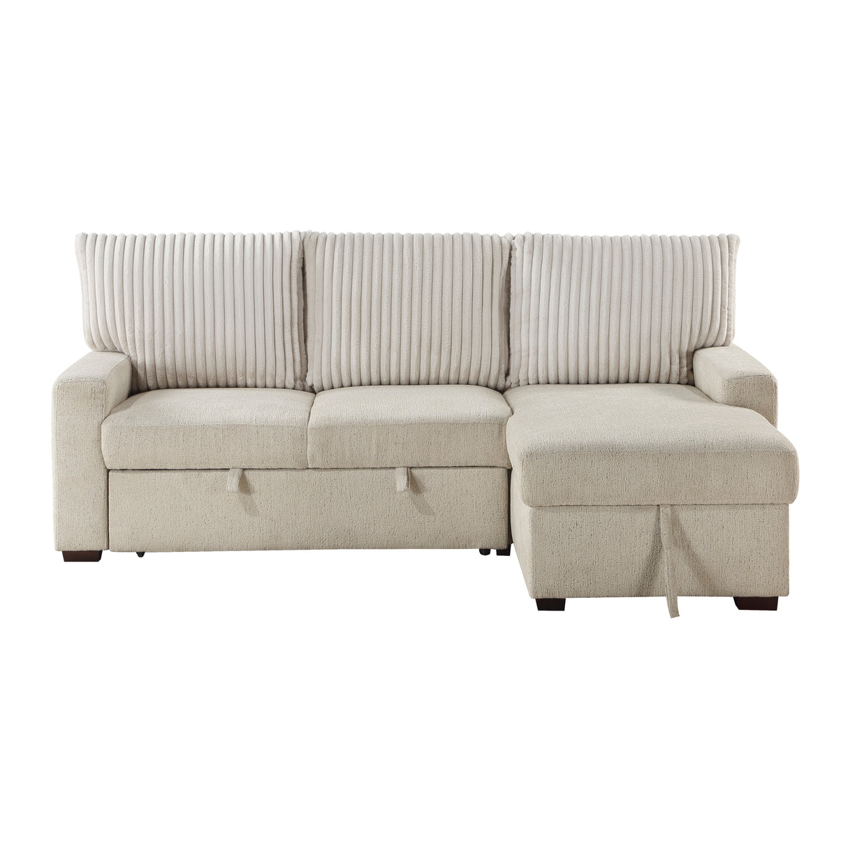 Gallatin Beige 2-Piece Sectional with Right Chaise, Pull-out Bed and Hidden Storage from Homelegance - Luna Furniture