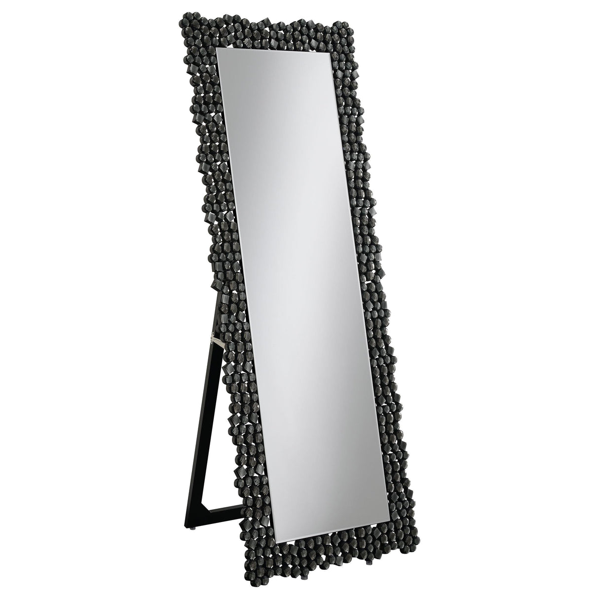 McKay Silver and Smoky Gray Textural Frame Cheval Floor Mirror from Coaster - Luna Furniture