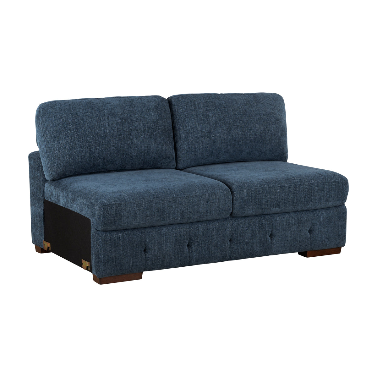 Raife Blue 5-Piece Right Chaise Sectional with Ottoman