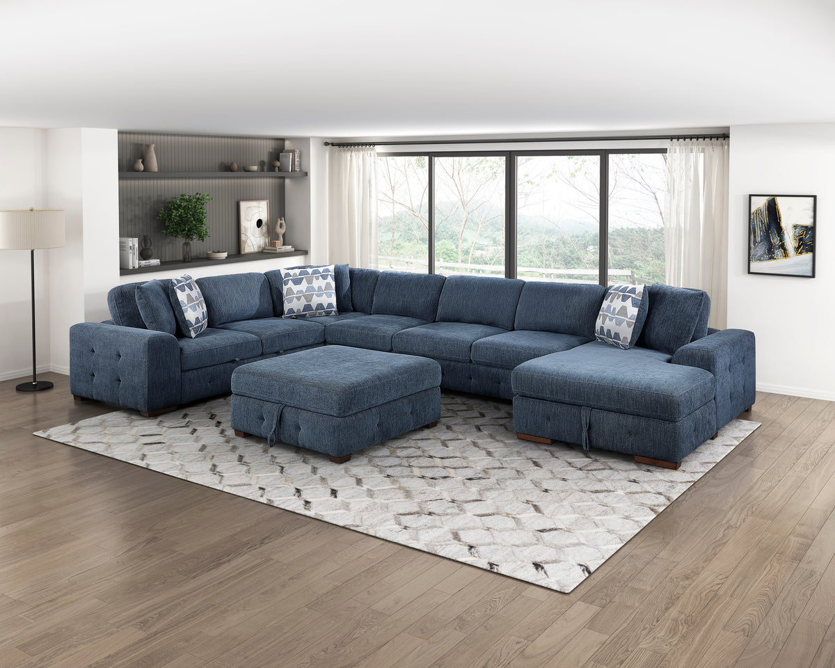 Raife Blue Armless Chair