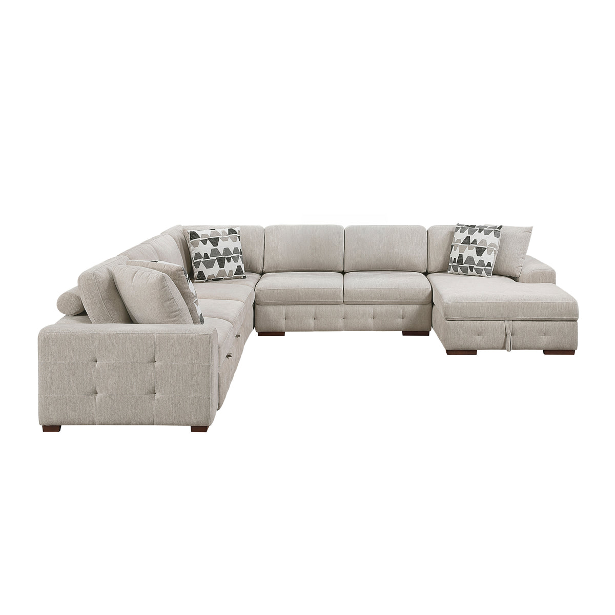 Raife Taupe 5-Piece Right Chaise Sectional with Ottoman
