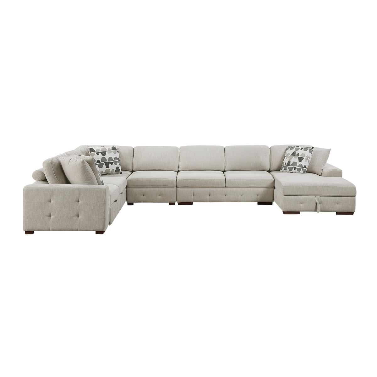 Raife Taupe 5-Piece Right Chaise Sectional with Ottoman