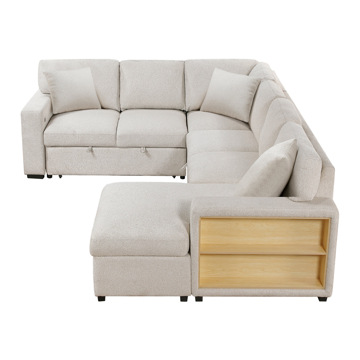 9630BE*4LC2R (4)Sectional with Left Chaise, Pull-out Bed and Hidden Storages, Charging Ports from Homelegance - Luna Furniture