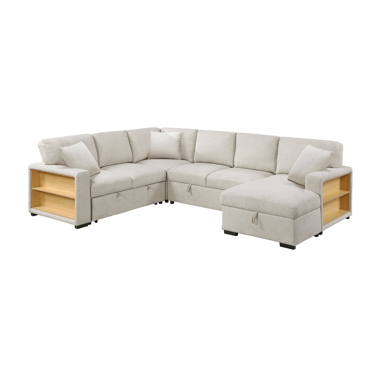 9630BE*42LRC (4)Sectional with Right Chaise, Pull-out Bed and Hidden Storages, Charging Ports from Homelegance - Luna Furniture