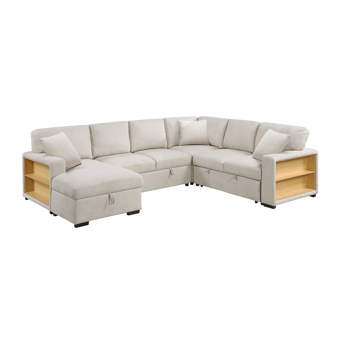 9630BE*4LC2R (4)Sectional with Left Chaise, Pull-out Bed and Hidden Storages, Charging Ports from Homelegance - Luna Furniture