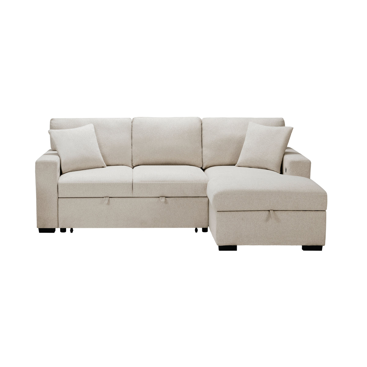 9630BE*22LRC (2)Sectional with Right Chaise, Pull-out Bed and Hidden Storage, Charging Ports from Homelegance - Luna Furniture