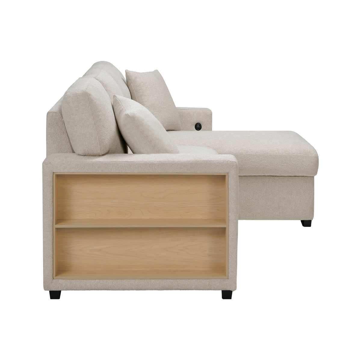 9630BE*22LRC (2)Sectional with Right Chaise, Pull-out Bed and Hidden Storage, Charging Ports from Homelegance - Luna Furniture