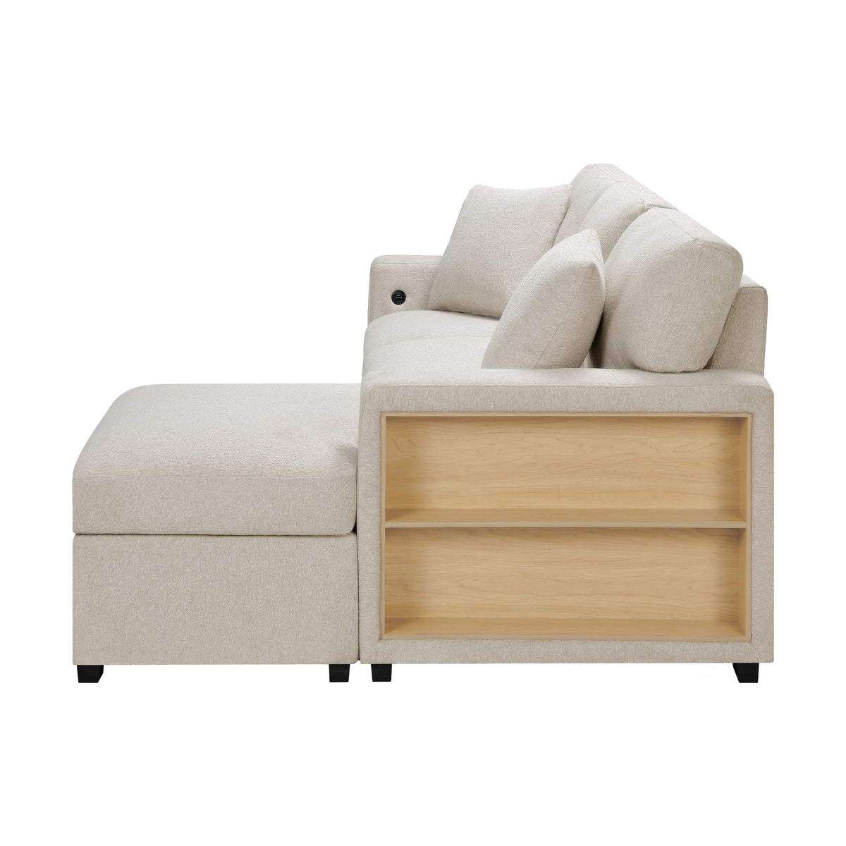 9630BE*22LRC (2)Sectional with Right Chaise, Pull-out Bed and Hidden Storage, Charging Ports from Homelegance - Luna Furniture