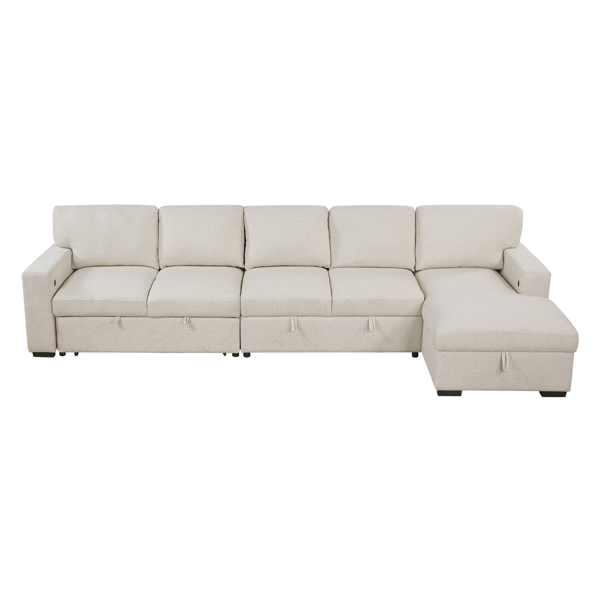 9630BE*32LRC (3)Sectional with Right Chaise, Pull-out Bed and Hidden Storages, Charging Ports from Homelegance - Luna Furniture