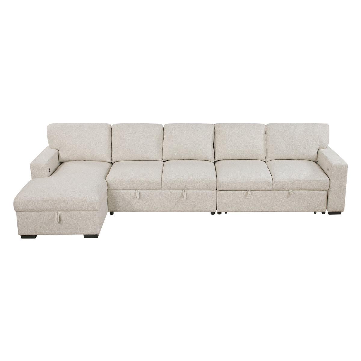 9630BE*3LC2R (3)Sectional with Left Chaise, Pull-out Bed and Hidden Storages, Charging Ports from Homelegance - Luna Furniture