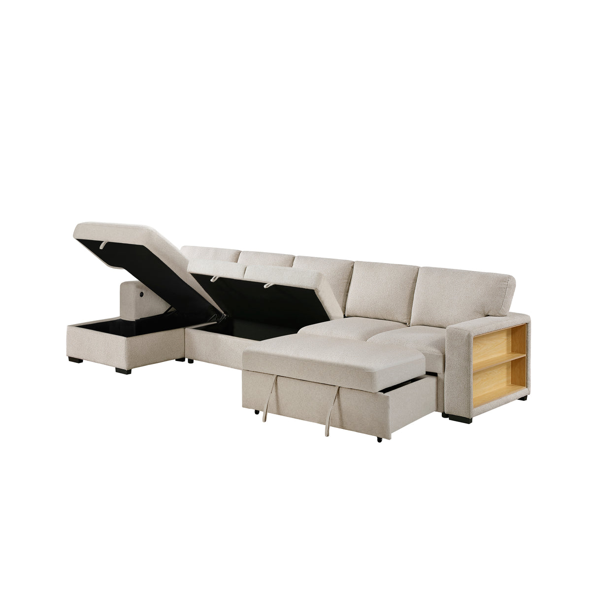9630BE*3LC2R (3)Sectional with Left Chaise, Pull-out Bed and Hidden Storages, Charging Ports from Homelegance - Luna Furniture
