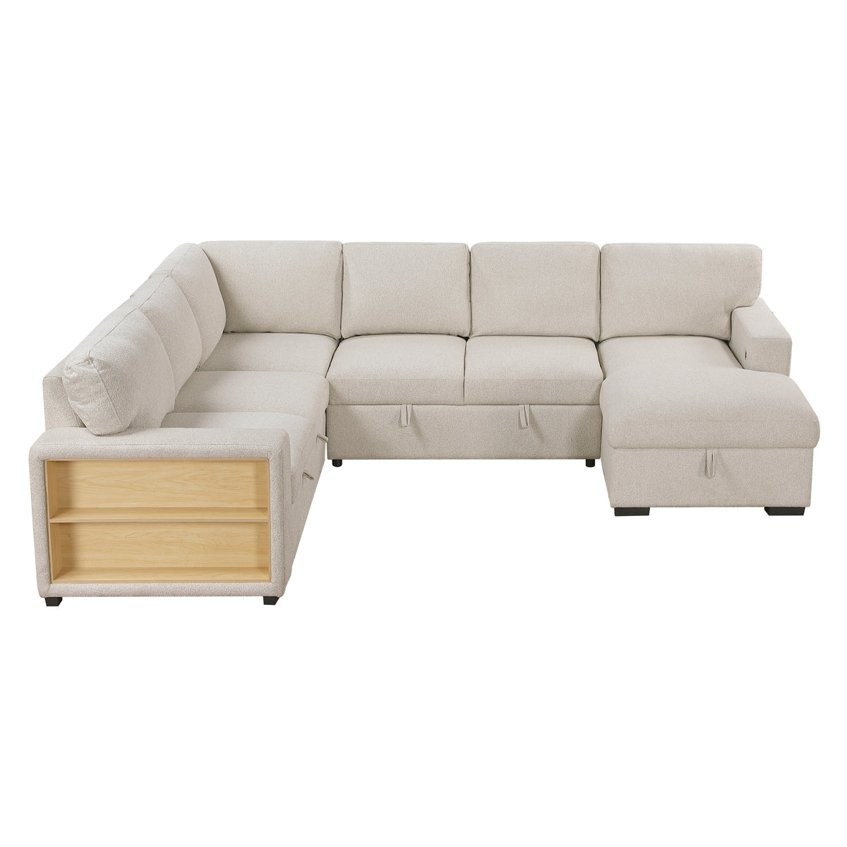 9630BE*42LRC (4)Sectional with Right Chaise, Pull-out Bed and Hidden Storages, Charging Ports from Homelegance - Luna Furniture