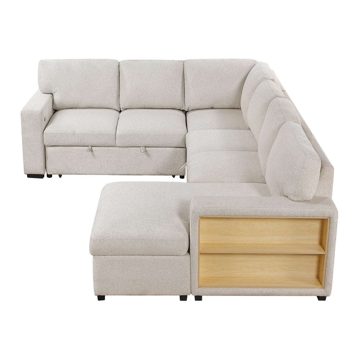 9630BE*42LRC (4)Sectional with Right Chaise, Pull-out Bed and Hidden Storages, Charging Ports from Homelegance - Luna Furniture