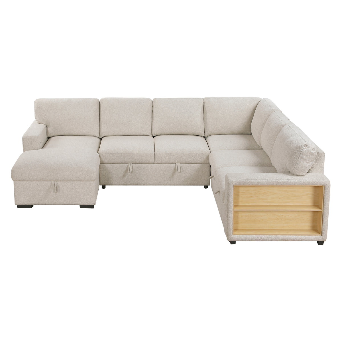9630BE*4LC2R (4)Sectional with Left Chaise, Pull-out Bed and Hidden Storages, Charging Ports from Homelegance - Luna Furniture