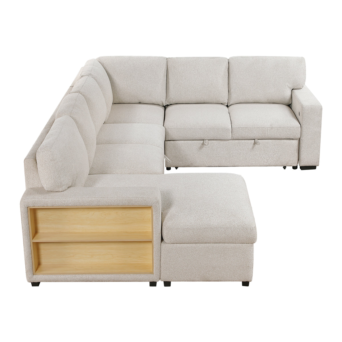9630BE*4LC2R (4)Sectional with Left Chaise, Pull-out Bed and Hidden Storages, Charging Ports from Homelegance - Luna Furniture