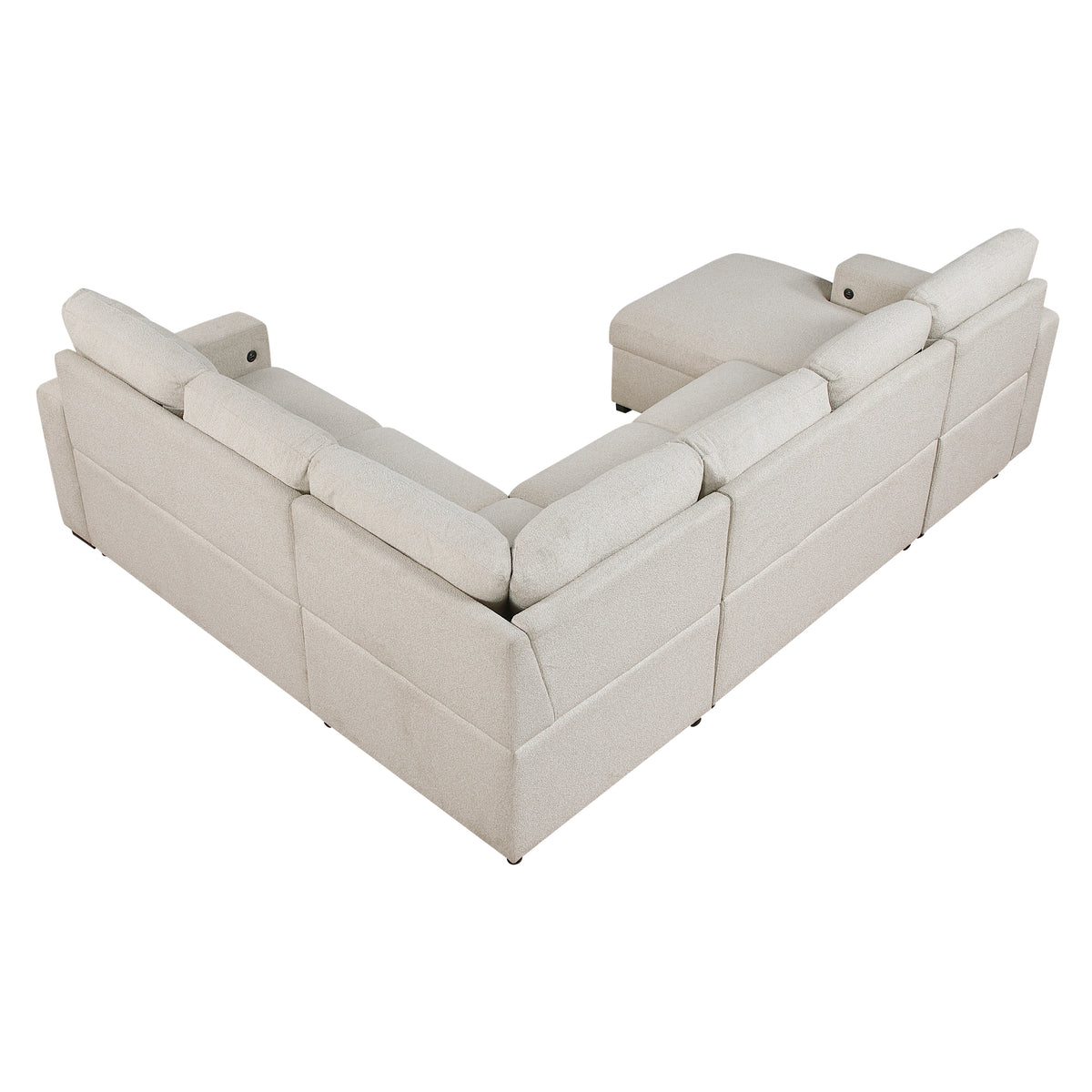 9630BE*4LC2R (4)Sectional with Left Chaise, Pull-out Bed and Hidden Storages, Charging Ports from Homelegance - Luna Furniture