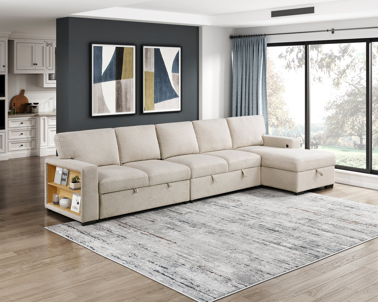 8 Right Side Chaise with Hidden Storage, 2-Seater's Backs and 2 Pillows, Charging Ports from Homelegance - Luna Furniture