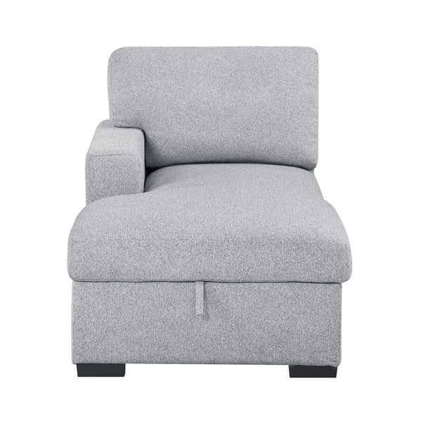Pompano Gray Left-Side Storage Chaise with Charging Ports