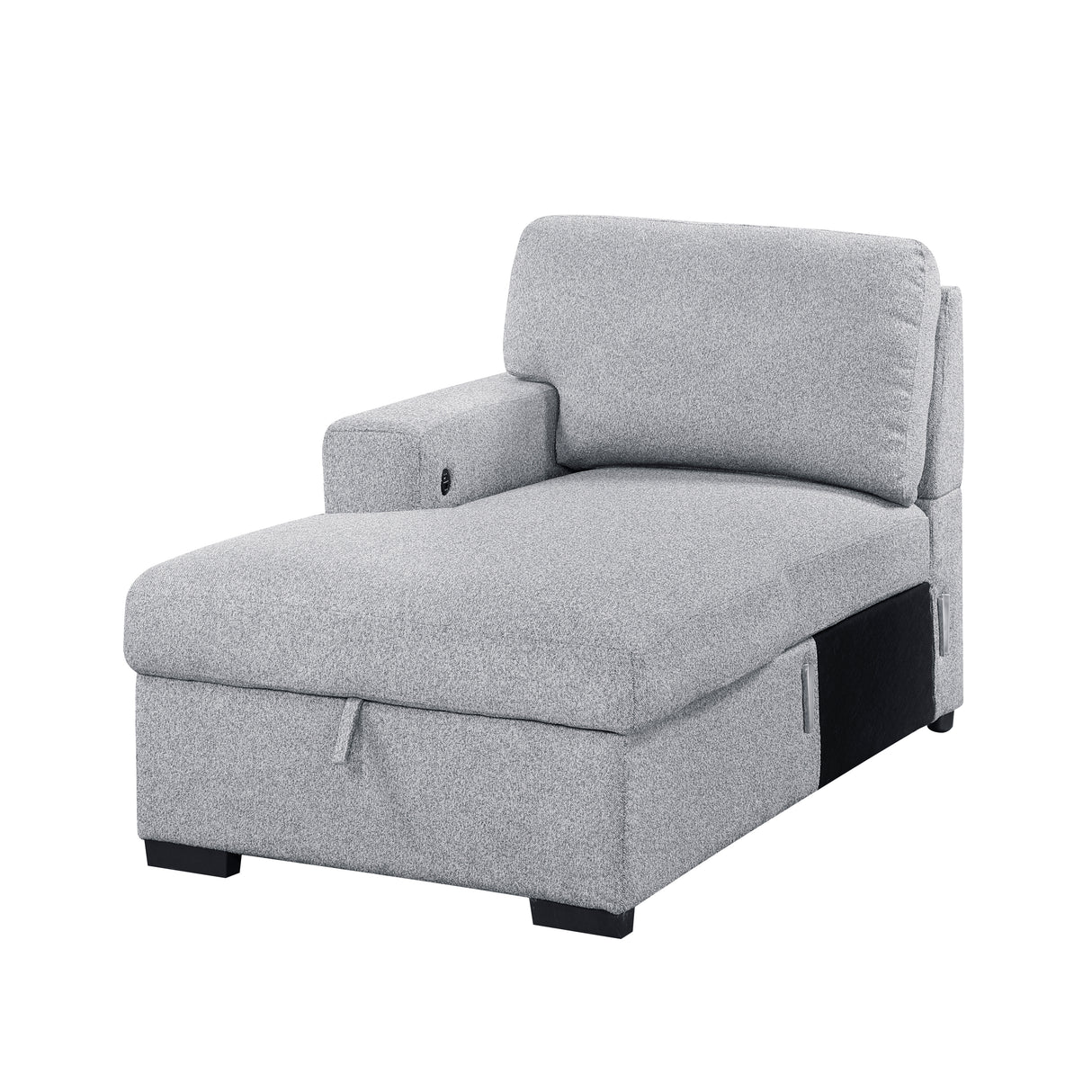 Pompano Gray Left-Side Storage Chaise with Charging Ports from Homelegance - Luna Furniture