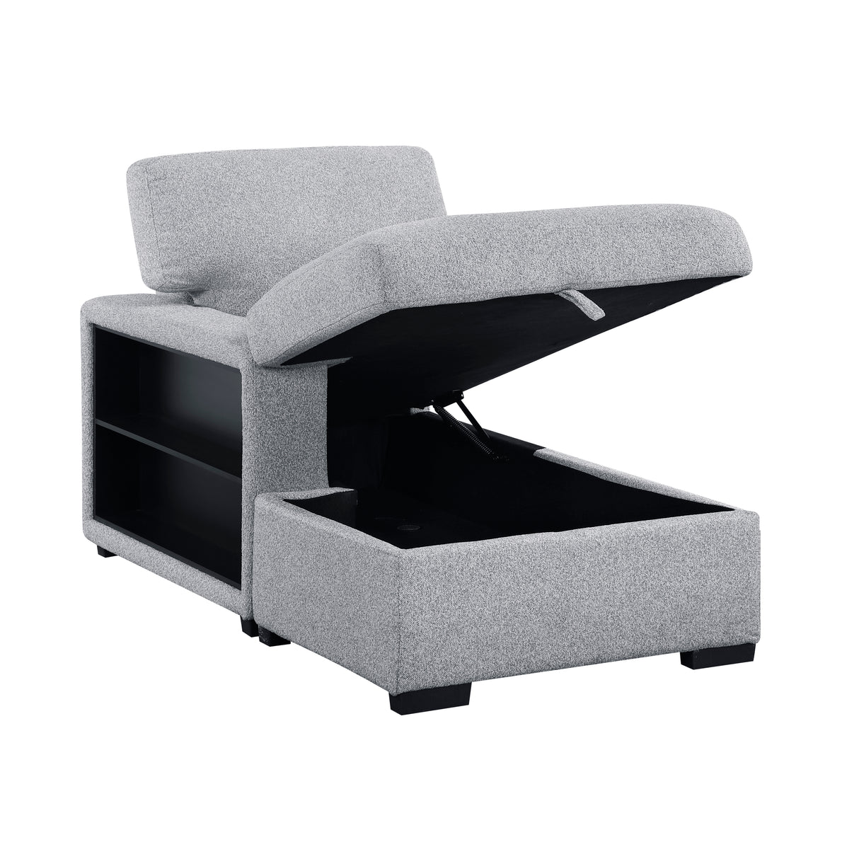 Pompano Gray Left-Side Storage Chaise with Charging Ports from Homelegance - Luna Furniture