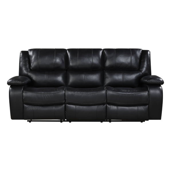 Ellicott Black Genuine Leather Double Reclining Sofa
