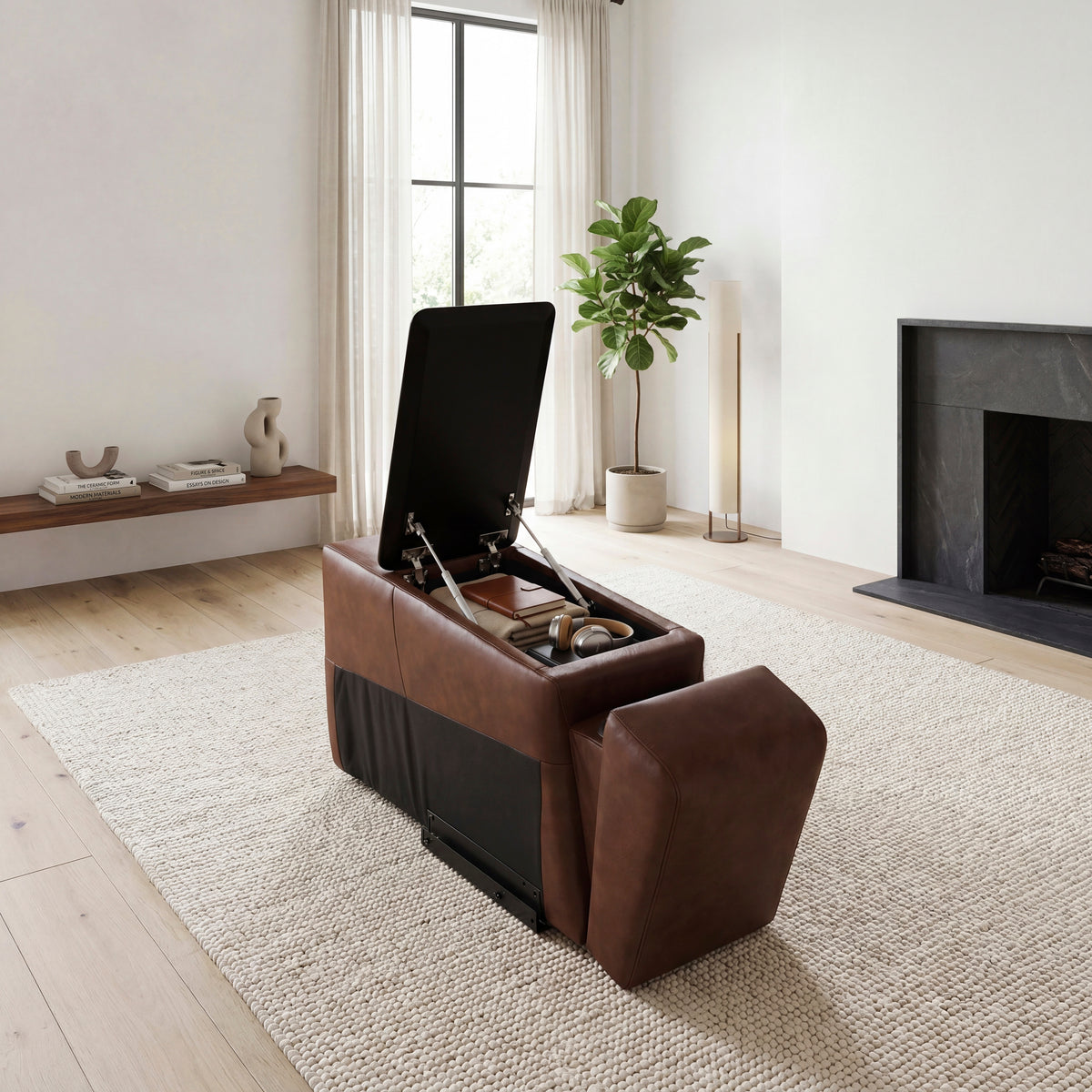 Sutton Brown Power Armless Reclining Chair with Power Headrest from Homelegance - Luna Furniture