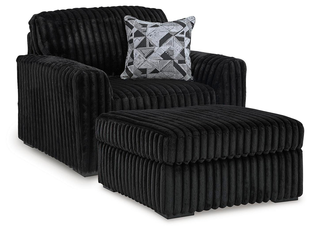 Midnight-Madness Onyx Oversized Chair with Accent Ottoman from Ashley Furniture - Luna Furniture