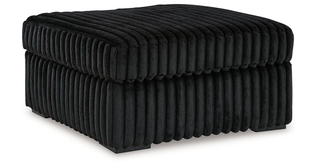 Midnight-Madness 4-Piece Sectional with Ottoman in Onyx from Ashley - Luna Furniture