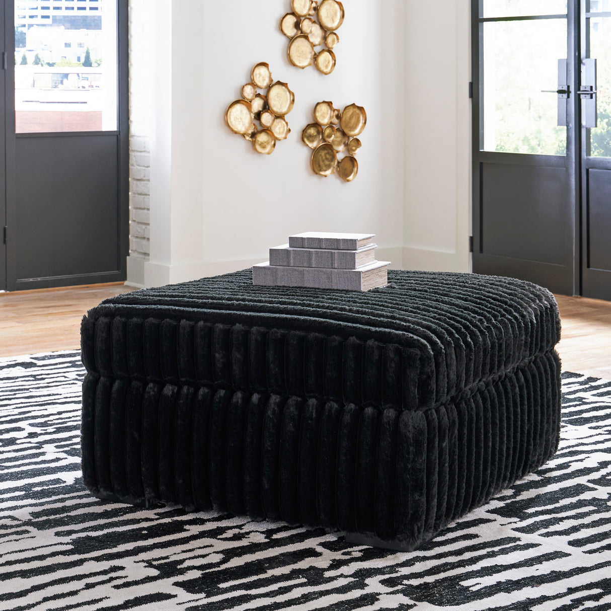 Midnight-Madness Onyx Sofa, Loveseat and Oversized Ottoman from Ashley Furniture - Luna Furniture