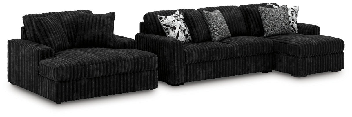 Midnight-Madness Onyx 2-Piece Sectional and Oversized Chaise from Ashley Furniture - Luna Furniture