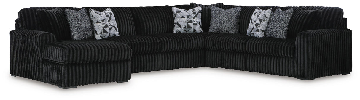 Midnight-Madness Black 6-Piece Sectional with LAF Chaise from Ashley - Luna Furniture