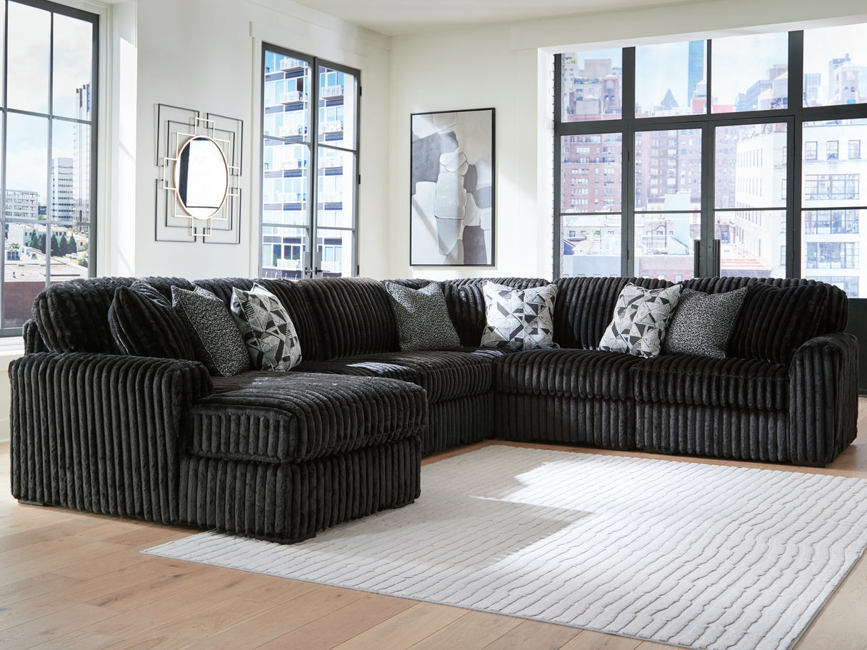 Midnight-Madness Black 6-Piece Sectional with LAF Chaise from Ashley Furniture - Luna Furniture