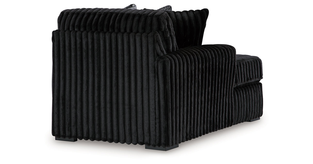 Midnight-Madness 3-Piece Sectional with Ottoman in Onyx from Ashley Furniture - Luna Furniture