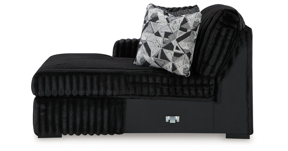Midnight-Madness 3-Piece Sectional with Ottoman in Onyx from Ashley Furniture - Luna Furniture