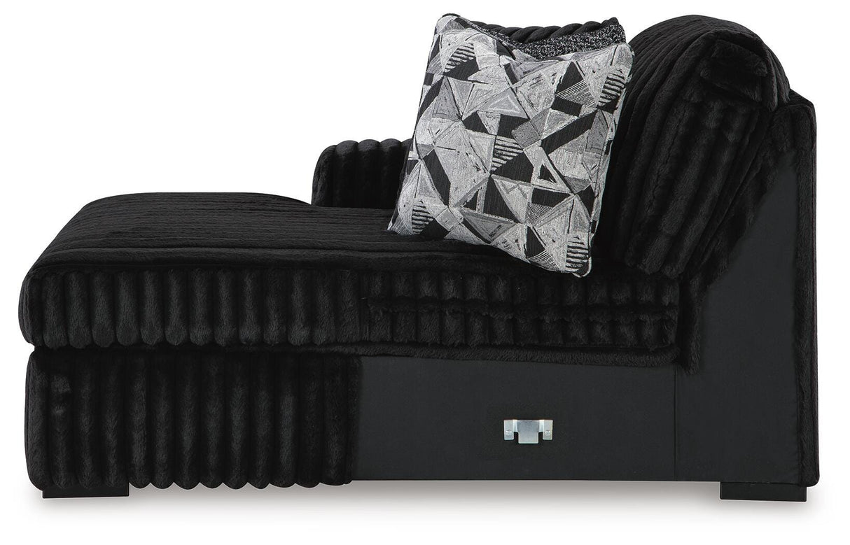 Midnight-Madness 3-Piece Sectional with Ottoman in Onyx from Ashley Furniture - Luna Furniture