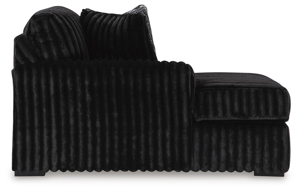 Midnight-Madness 3-Piece Sectional with Ottoman in Onyx from Ashley Furniture - Luna Furniture