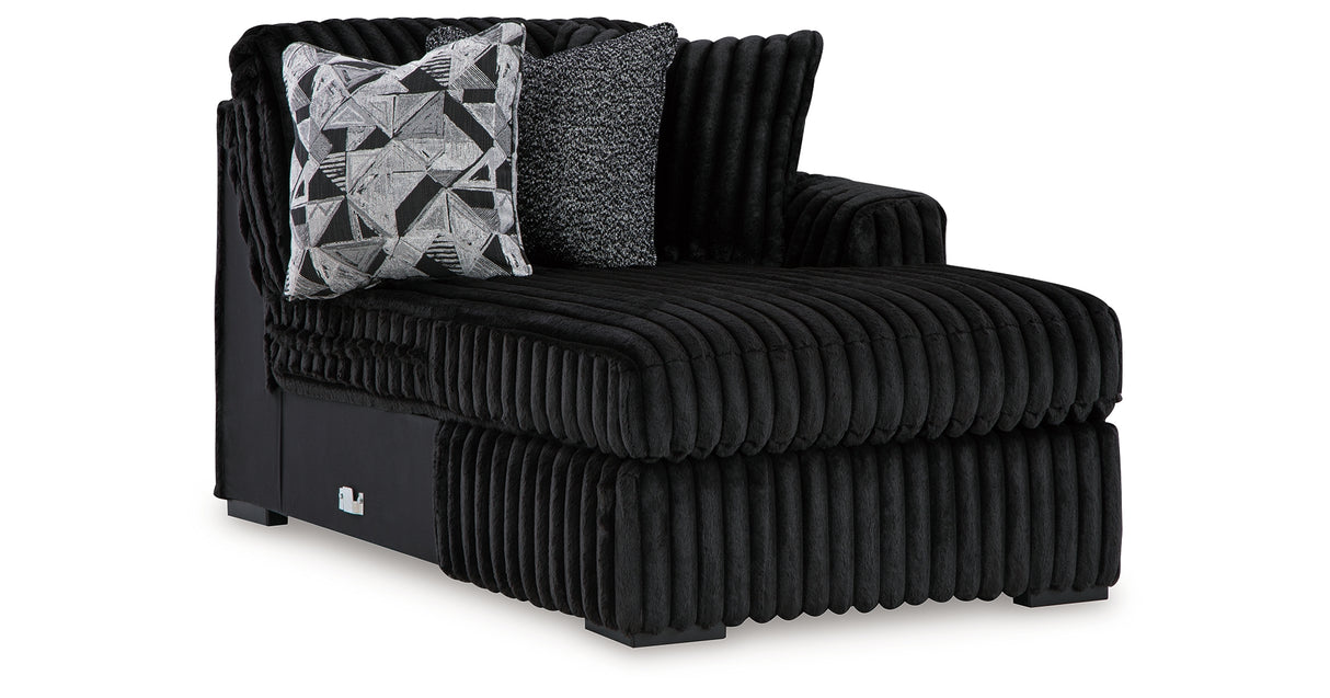 Midnight-Madness 4-Piece Sectional with Ottoman in Onyx from Ashley - Luna Furniture