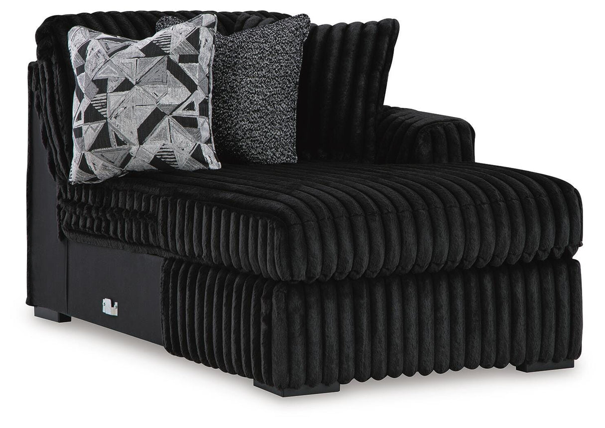 Midnight-Madness 4-Piece Sectional with Ottoman in Onyx from Ashley - Luna Furniture