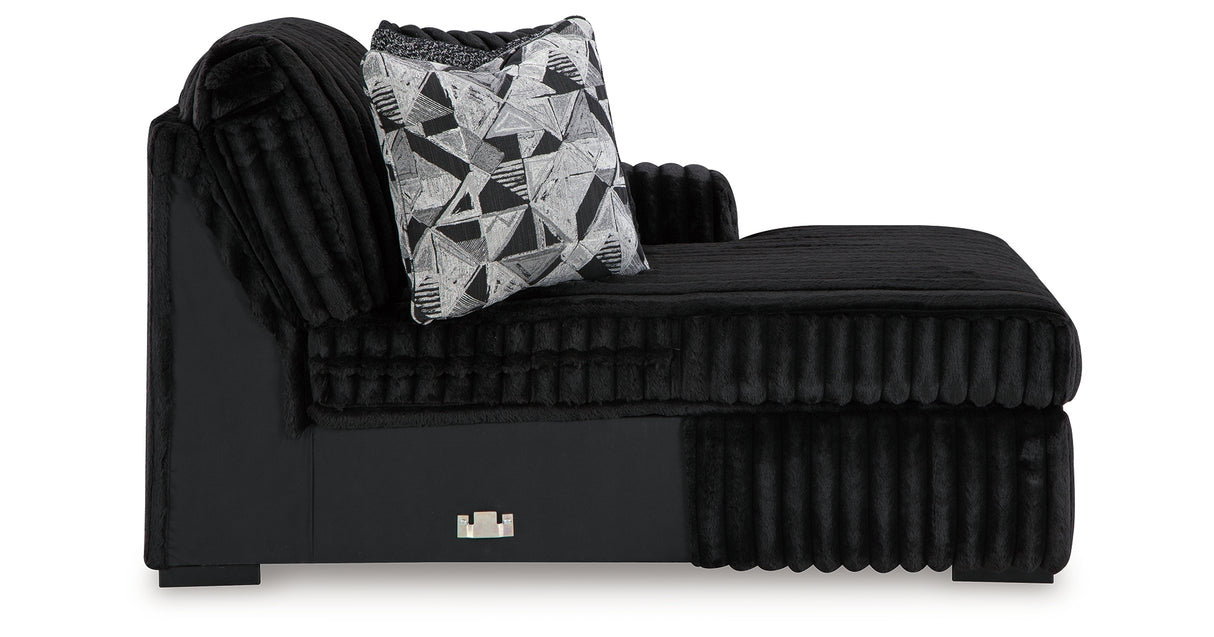 Midnight-Madness 4-Piece Sectional with Ottoman in Onyx from Ashley - Luna Furniture