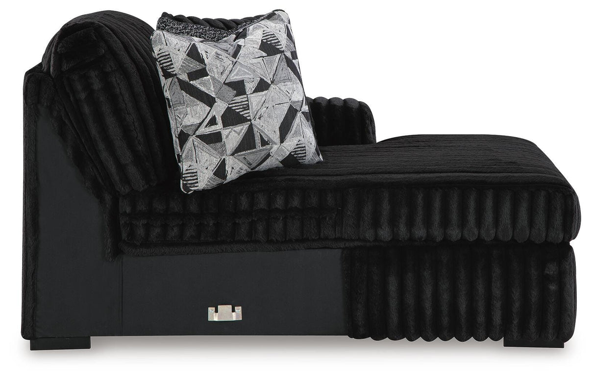 Midnight-Madness 4-Piece Sectional with Ottoman in Onyx from Ashley - Luna Furniture