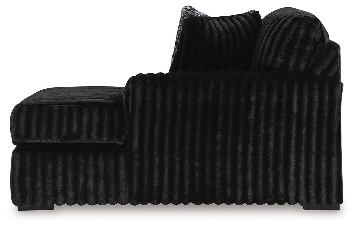 Midnight-Madness 4-Piece Sectional with Ottoman in Onyx from Ashley - Luna Furniture
