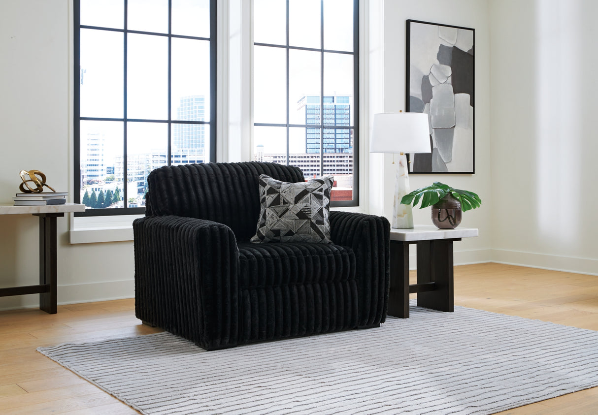 Midnight-Madness Onyx Oversized Chair with Accent Ottoman from Ashley Furniture - Luna Furniture