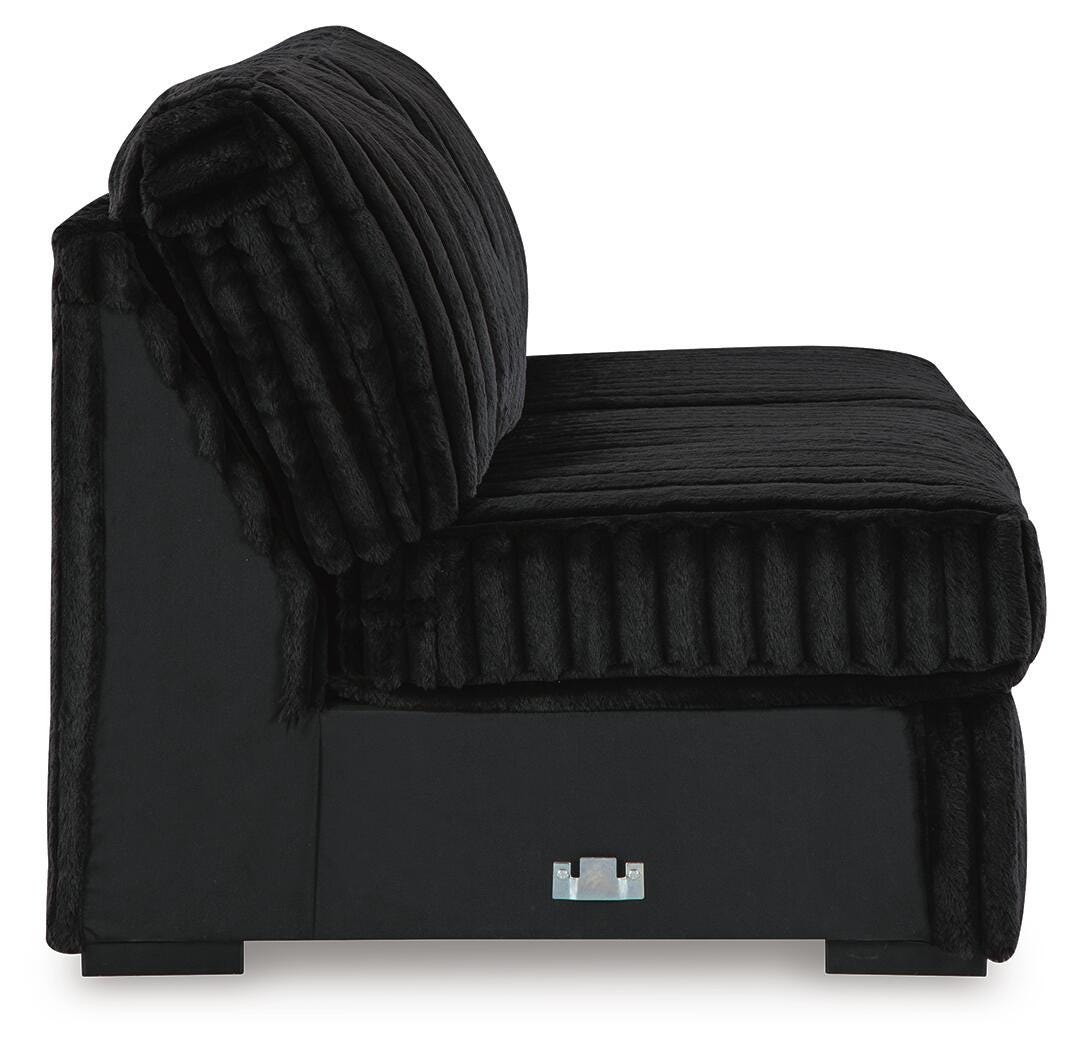 Midnight-Madness 4-Piece Sectional with Ottoman in Onyx from Ashley - Luna Furniture