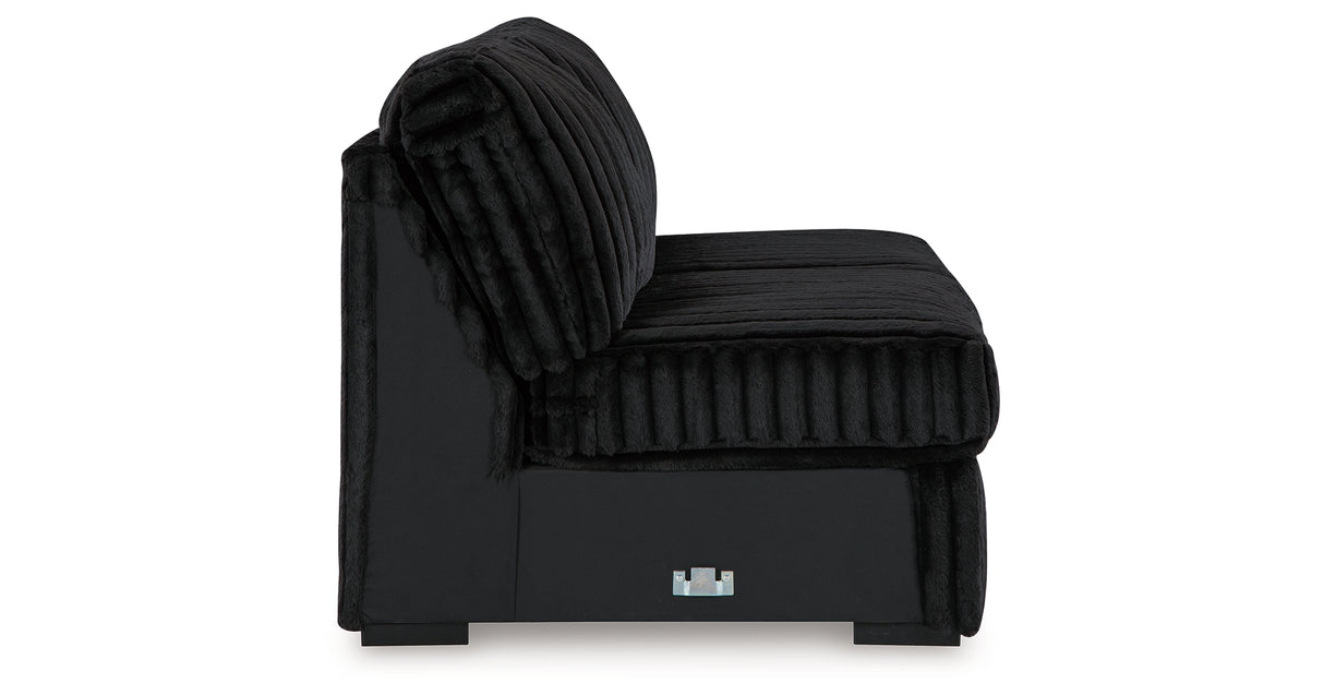 Midnight-Madness Onyx Armless Loveseat from Ashley Furniture - Luna Furniture
