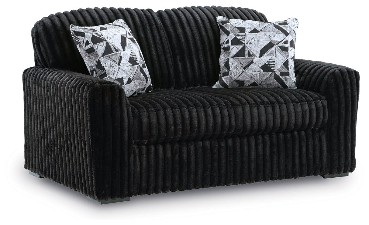 Midnight-Madness Onyx Sofa, Loveseat and Oversized Ottoman from Ashley Furniture - Luna Furniture