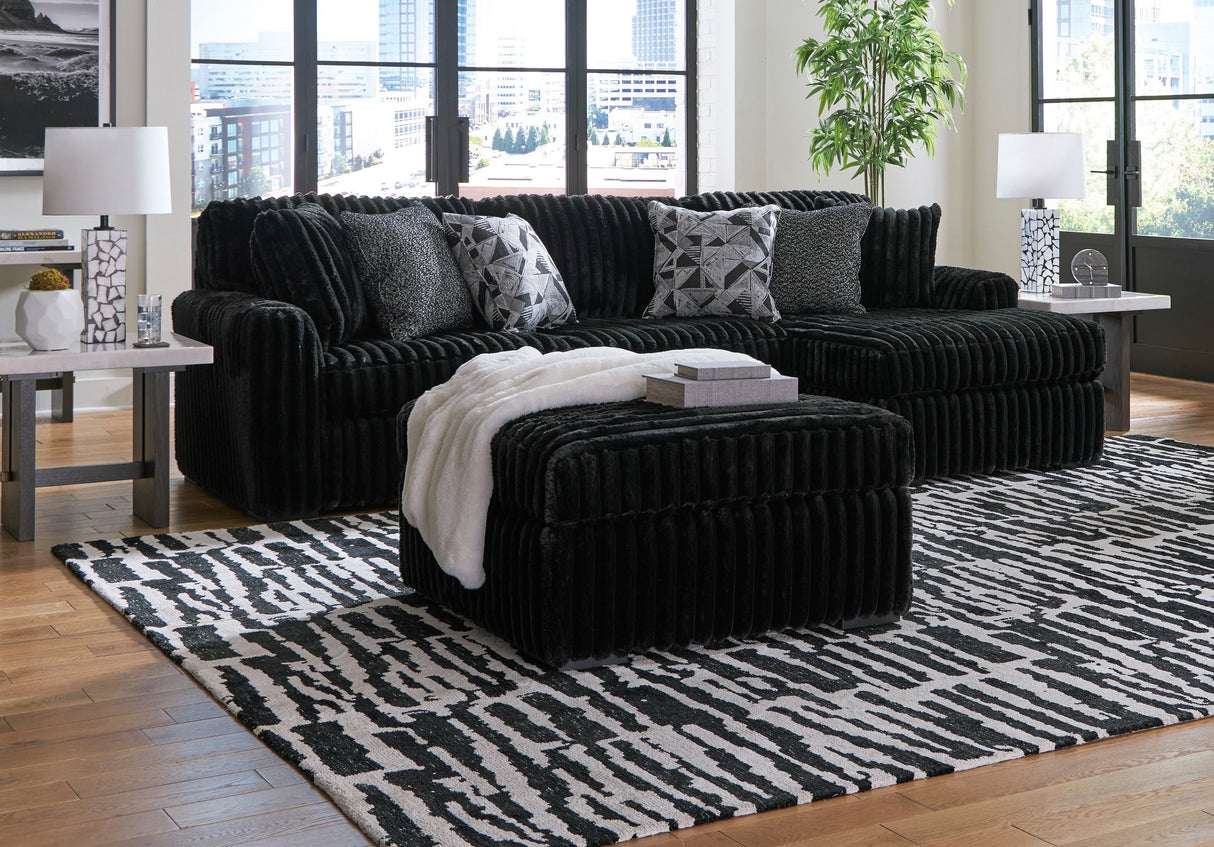 Midnight-Madness Onyx RAF Chase Sectional and Ottoman from Ashley - Luna Furniture