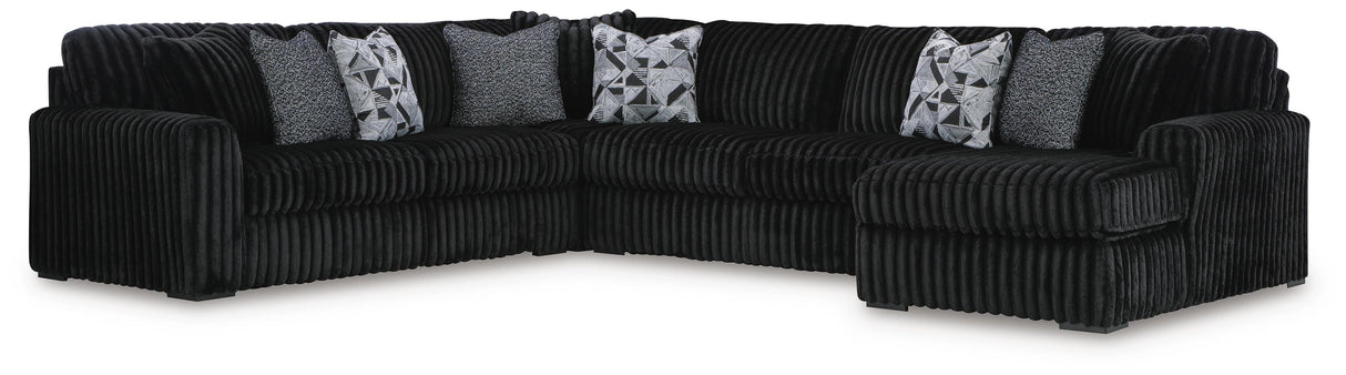 Midnight-Madness Black 6-Piece Sectional with RAF Chaise from Ashley - Luna Furniture