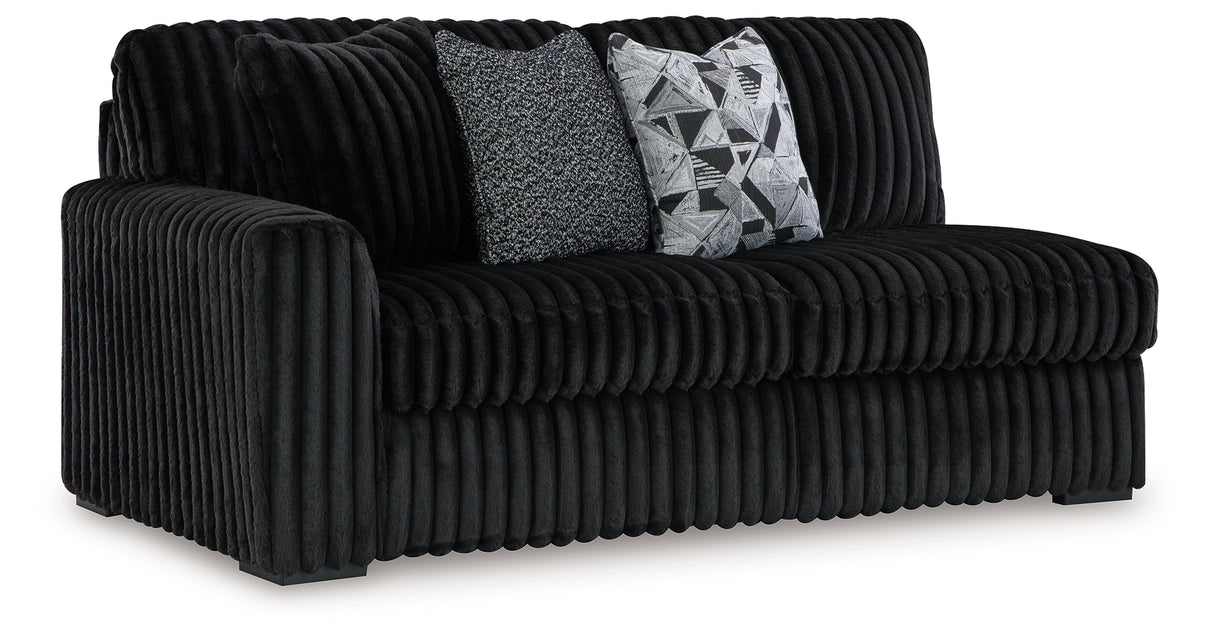 Midnight-Madness 4-Piece Sectional with Ottoman in Onyx from Ashley - Luna Furniture