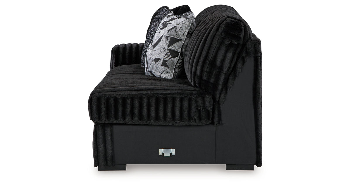 Midnight-Madness 4-Piece Sectional with Ottoman in Onyx from Ashley - Luna Furniture