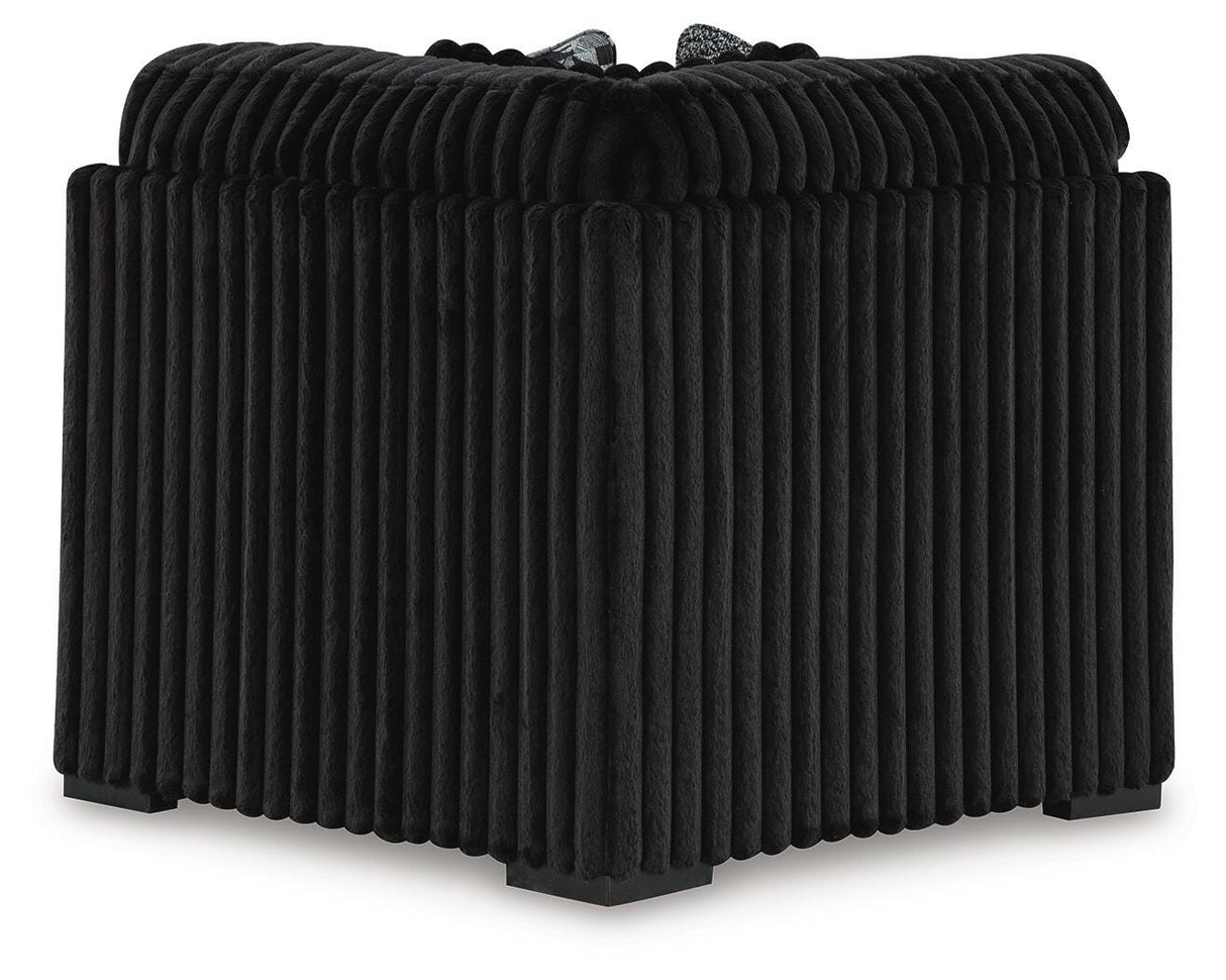 Midnight-Madness 4-Piece Sectional with Ottoman in Onyx from Ashley - Luna Furniture